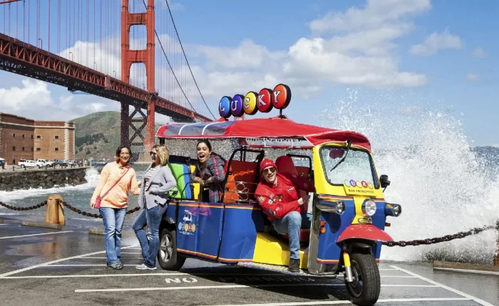 Lucky Tuk Tuk Sightseeing Tours at the Golden Gate Bridge in San Francisco